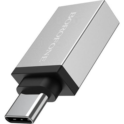 Adaptor OTG Borofone BV3, USB Type-C - USB, Aluminiu, Incarcare si transfer, Argintiu