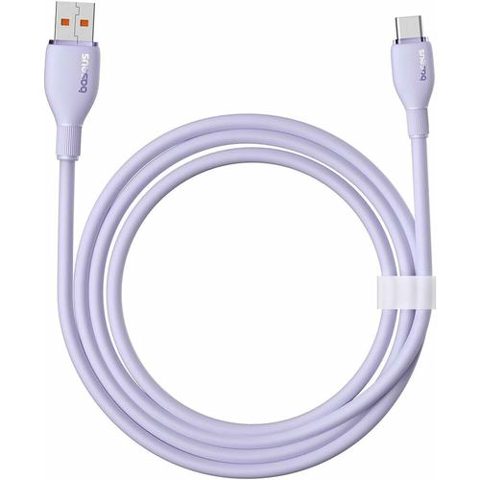 Cablu de date Baseus Pudding Series, USB la USB-C, 100W, Fast Charging, 1.2m, Violet