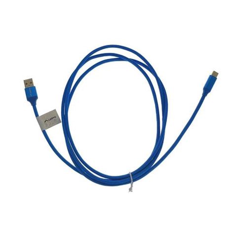 Cablu USB tip C tata la USB 2.0 tata, 180cm, Lanberg 41820, Quick Charge 3.0, invelis textil, Albastru