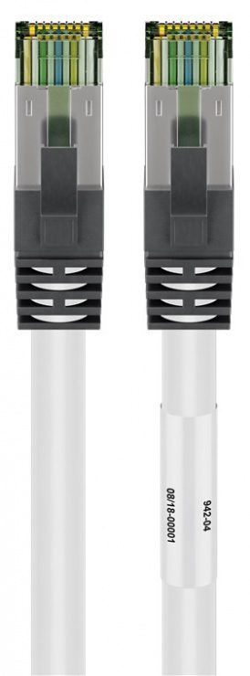 Cablu de retea RJ45 S/FTP CAT 8.1 cu mufe CAT 6A 25m Alb, Goobay G55132