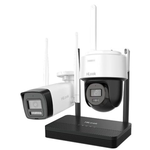 Kit 2 camere Wifi bullet + PT cu NVS HiLook IKS-2042BPH-PH/W, 2MP, lentila 2.8mm, IR 30m, lumina alba, detectie miscare