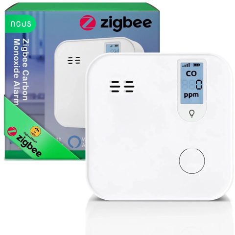 Detector Smart Monoxid de Carbon NOUS E12 Zigbee, Senzor Electrochimic, Alarma 85 dB, Monitorizare CO (ppm), Zigbee 3.0, Montaj pe perete