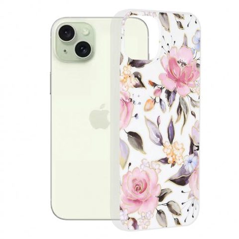 Husa pentru Apple iPhone 15 Plus, Techsuit, Marble, Alba