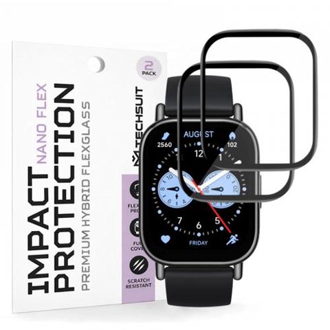 Folie Protectie Techsuit Nano Flex pentru Xiaomi Redmi Watch 5 Lite, Set 2 bucati, Plastic, Neagra