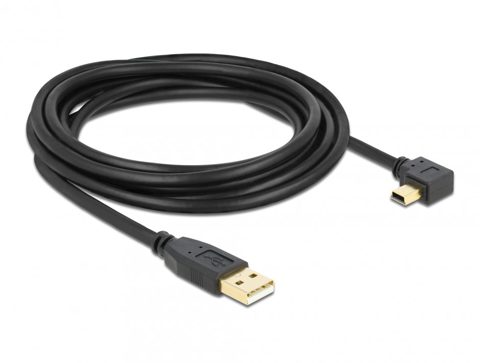 Cablu USB 2.0 la mini USB-B unghi 90 grade T-T 3m, Delock 82683