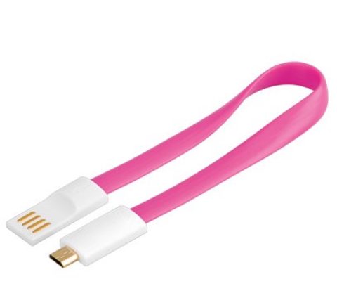 Cablu USB 2.0 la micro USB-B cu magnet, 0.2m Roz*