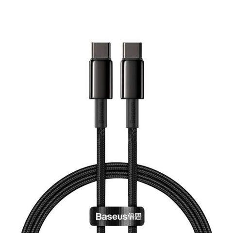Cablu de date Baseus Tungsten Gold CATWJ-A01, 2 x USB Type-C, Power Delivery 100 W, 2m (Negru)