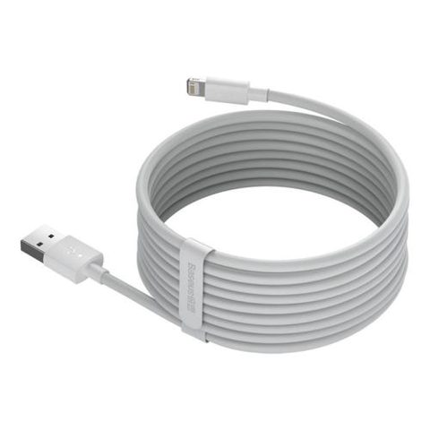 Cablu de Date Baseus TZCALZJ-02, USB la Lightning, 1.5 m, 2.4A, (Set 2 Bucati), Alb