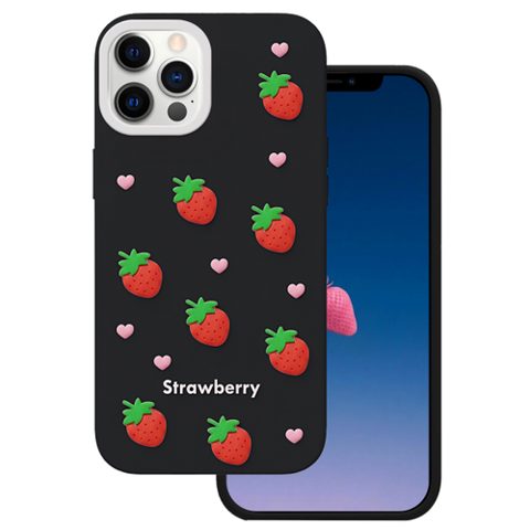 Husa pentru Apple iPhone 17 Pro, OEM, Strawberry, Neagra