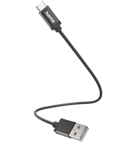 Cablu de date Hama 201600, USB-A - USB-C, 0.2 m (Negru)
