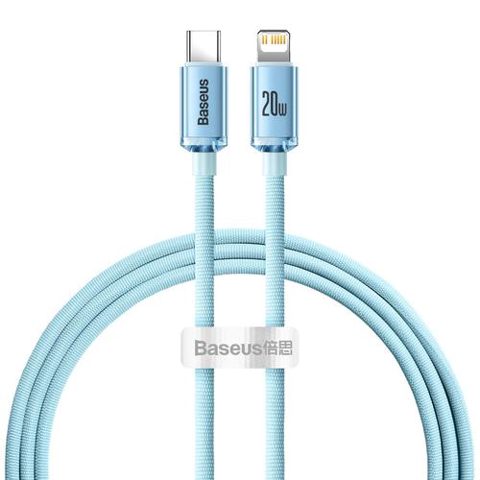 Cablu Date si Incarcare USB-C - Lightning Baseus Crystal Shine, 20W, 1.2m, Albastru CAJY001303