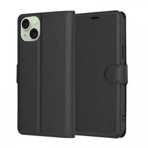 Husa pentru Apple iPhone 15 Plus, Techsuit, Leather Folio, Neagra