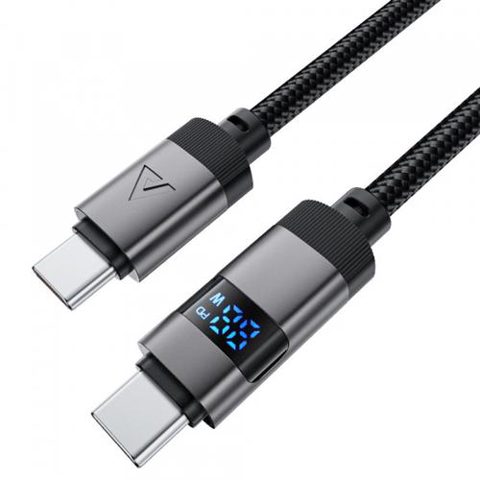 Cablu Date si Incarcare USB-C - USB-C Acefast C15-03 Display, 60W, 1.2m, Negru
