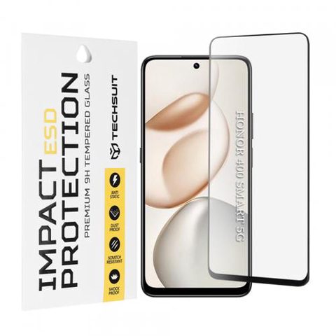 Folie de protectie Ecran Techsuit pentru Honor 400 Smart 4G / X7d 4G / 400 Smart 5G / X7c / 200 Smart / X7b 5G, Sticla Securizata, Full Glue, Neagra