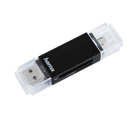 Cititor de carduri Hama Basic 181056, USB-A /Micro B, SD/microSD (Negru)