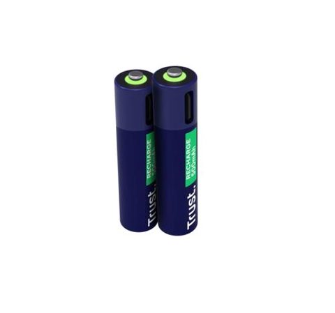 Baterii reincarcabile Trust TR-25585, AAA, USB-C, 2 bucati (Albastru)