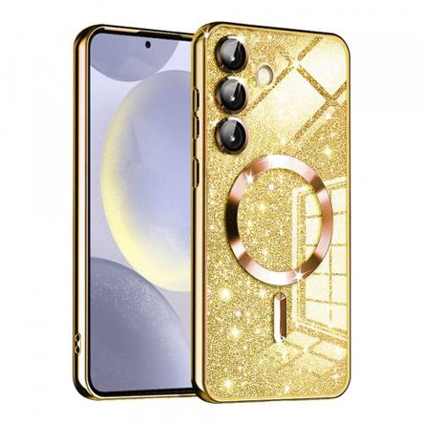 Husa MagSafe Techsuit Luxury Glitter pentru Samsung Galaxy S24+ S926 (Auriu)