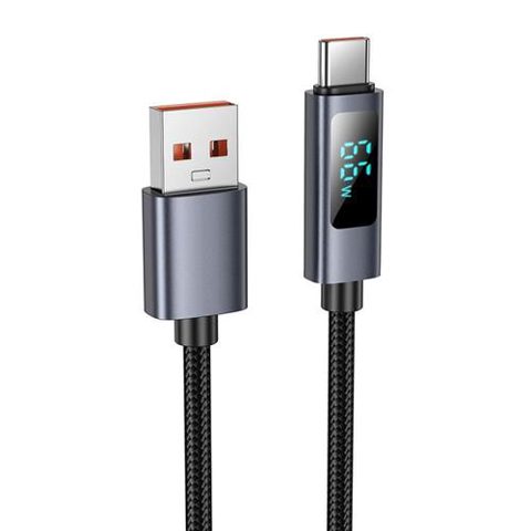 Cablu Date si Incarcare USB-A USB-C HOCO Display X112, 100 W, 1m (Negru)