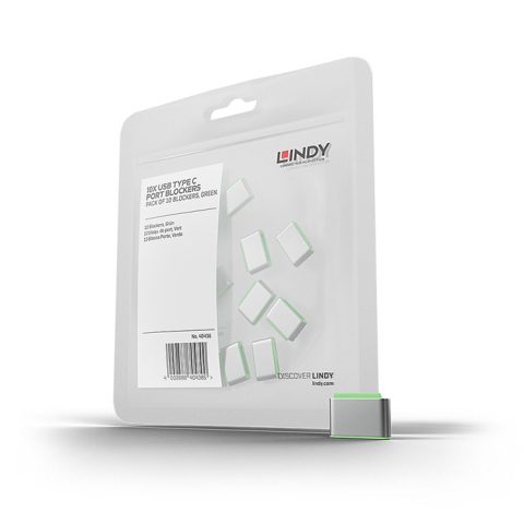 Set 10 bucati Port Blocker USB-C/Thunderbolt 3 Verde, Lindy L40438