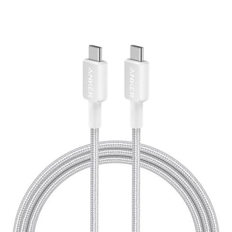 Cablu Anker 322 USB-C la USB-C, 60W, 0.9 metri, Alb