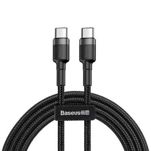 Cablu de date Baseus Durable Nylon, USB-C - USB-C, 60W, 3A, 1m, Negru