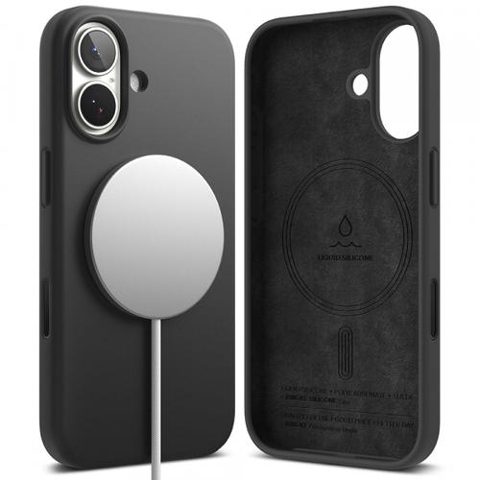 Husa MagSafe pentru Apple iPhone 17, Ringke, Silicone, Neagra