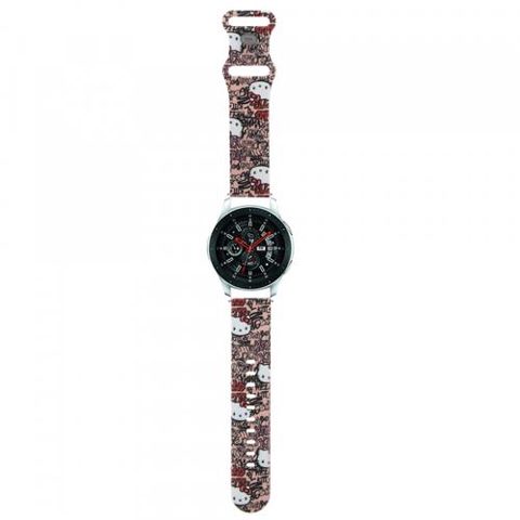 Curea Hello Kitty Silicone Tags Graffiti pentru Samsung Galaxy Watch / Huawei Watch 46mm / 45mm / 41mm Series, Roz