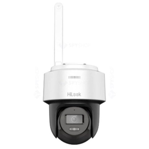 Camera supraveghere rotativa IP WiFi PT cu iluminare duala Hikvision HiLook PTZ-N2C400M-D/W, 2.8 mm, 4 MP, IR lumina alba 25 m, autotracking, microfon
