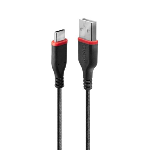 Cablu de incarcare + date USB 2.0 la USB-C rezistent 3A T-T 1m Negru, Lindy L36876*