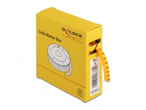 Set 10 bucati marcatoare cablu cifra 6 Galben, Delock 18360