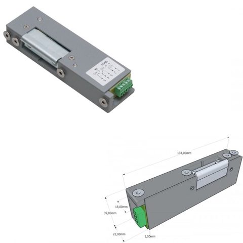 Yala electromagnetica incastrabila DORCAS-77N512F pentru usi de urgenta, deschidere sub presiune de pana la 450Kgf, NC, 11-12Vcc