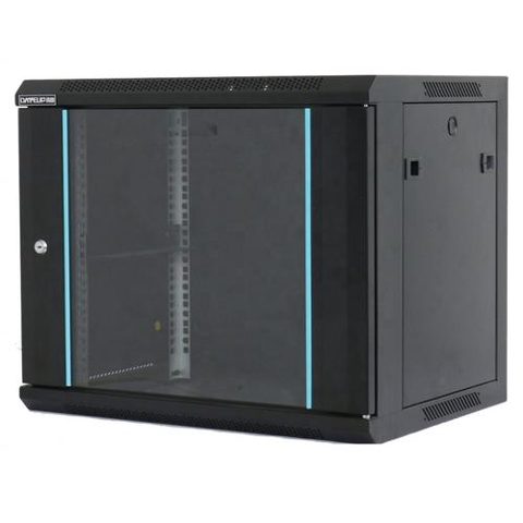 Rack 15U 600x600 DATEUP RAL 9004, montare pe perete, usa din sticla, panouri laterale detasabile si securizate, dezasamblat