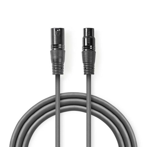 Cablu audio prelungitor XLR 3 pini T-M 3m, Nedis COTH15010GY30
