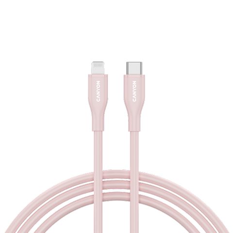 Cablu de date CANYON CNS-CLNM60SC10PS, 60 W, USB Type-C la Lightning, 1m (Roz)