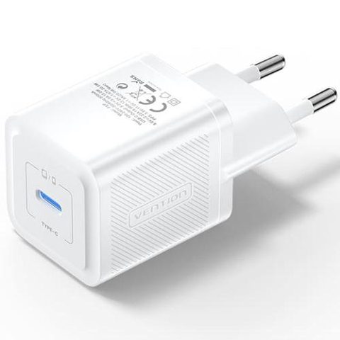 Incarcator retea Vention 20W, 1 x USB Type-C, 5V/3A, QC 3.0, Alb
