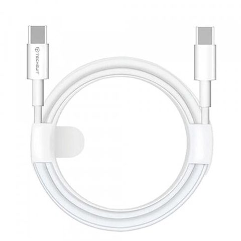 Cablu Date si Incarcare USB-C - USB-C Techsuit PCB130, 60W, 1m, Alb
