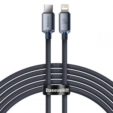 Cablu pentru incarcare si transfer de date Baseus Crystal Shine, USB Type-C/Lightning, 20W, 2m, Negru