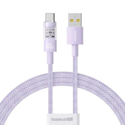 Cablu de date Baseus Gem, Fast Charging, USB la USB Type-C 100W, 1m, Mov