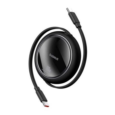 Cablu Baseus Free2Draw Mini, Retractabil, USB-C la USB-C, 100W, 1m (Negru)