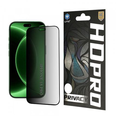 Folie de protectie Ecran Privacy Lito HD Pro pentru Apple iPhone 18 Pro, Sticla Securizata, Full Glue