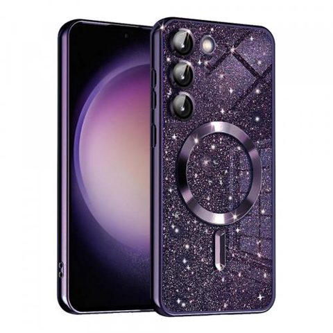 Husa MagSafe Techsuit Luxury Glitter pentru Samsung Galaxy S23 S911 (Mov)