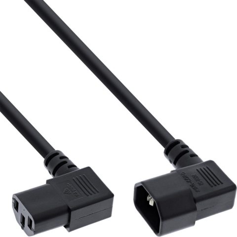 Cablu prelungitor C13 la C14 unghi 90 grade 3m Negru, InLine 16630A