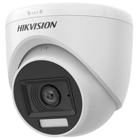 Camera Dual Light Turbo HD Hikvision DS-2CE76D0T-LPFS, 1080P, lentila 2.8mm, IR 20m, lumina alba 20m, microfon, utilizare la interior