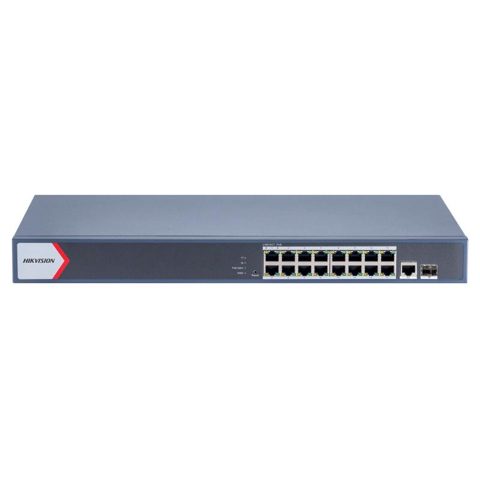 Switch 16 porturi POE Gigabit, Hikvision DS-3E1518P-EI, Web management, 16x gigabit PoE ports