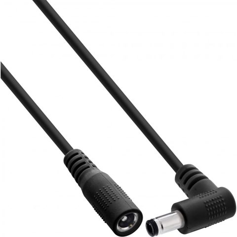 Cablu prelungitor alimentare DC 5.5x2.1mm M-T drept/unghi 3m Negru, InLine IL26903L