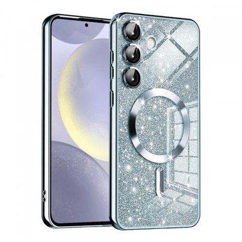 Husa MagSafe pentru Samsung Galaxy S24+ S926, Techsuit, Luxury Glitter (Albastru)