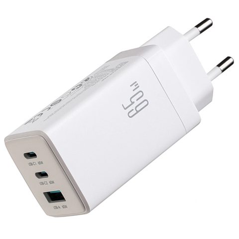 Incarcator Retea Cu Cablu USB-C Joyroom JR-TG10, 65W, 3.25A, 1 x USB-A - 2 x USB-C (Alb)