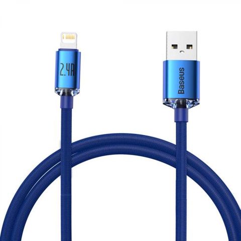 Cablu Date si Incarcare USB-A - Lightning Baseus Crystal Shine Series CAJY000103, 18W, 2m (Albastru)