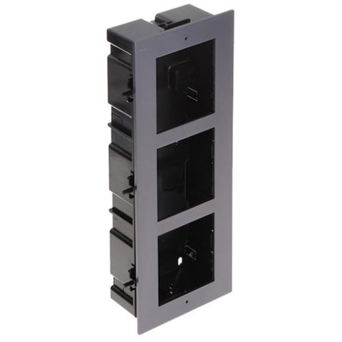 Rama montaj ingropat pentru interfon modular Hikvision DS-KD-ACF3, 3 module, aluminiu