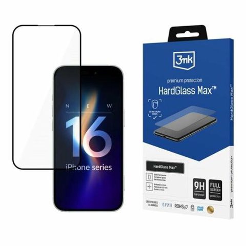 Folie de protectie 3mk HardGlass Max pentru iPhone 16 Pro, Negru